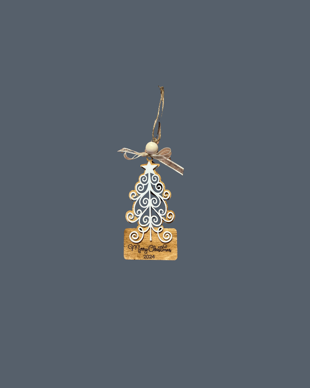 Beautiful Wood and Acrylic Laser Engraved Tree Ornaments