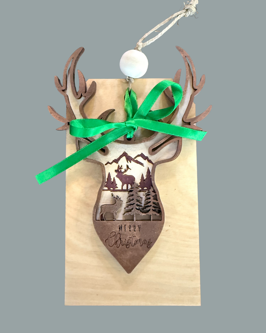 3-D Dear Head  Layered Ornament/Gift Card Holder